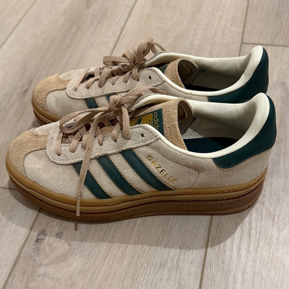 Adidas Gazelle Beige and Green Sneakers